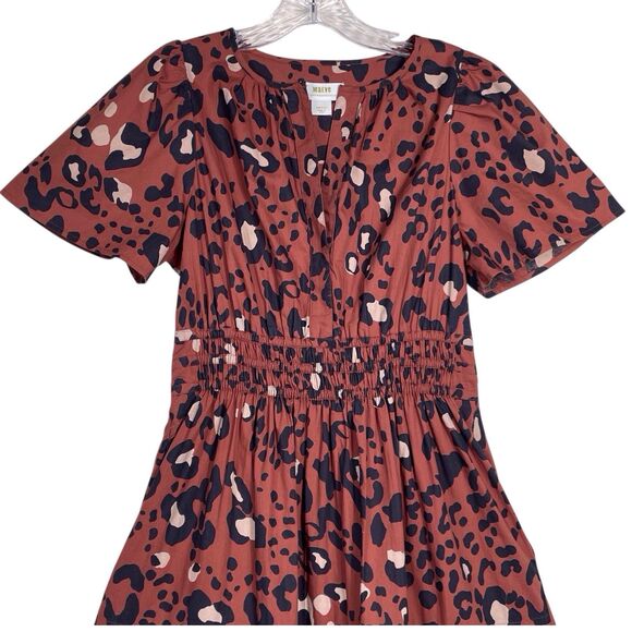 Anthropologie Maeve Somerset Maxi Dress Leopard Print Poplin Size Small Brown - Picture 5 of 16